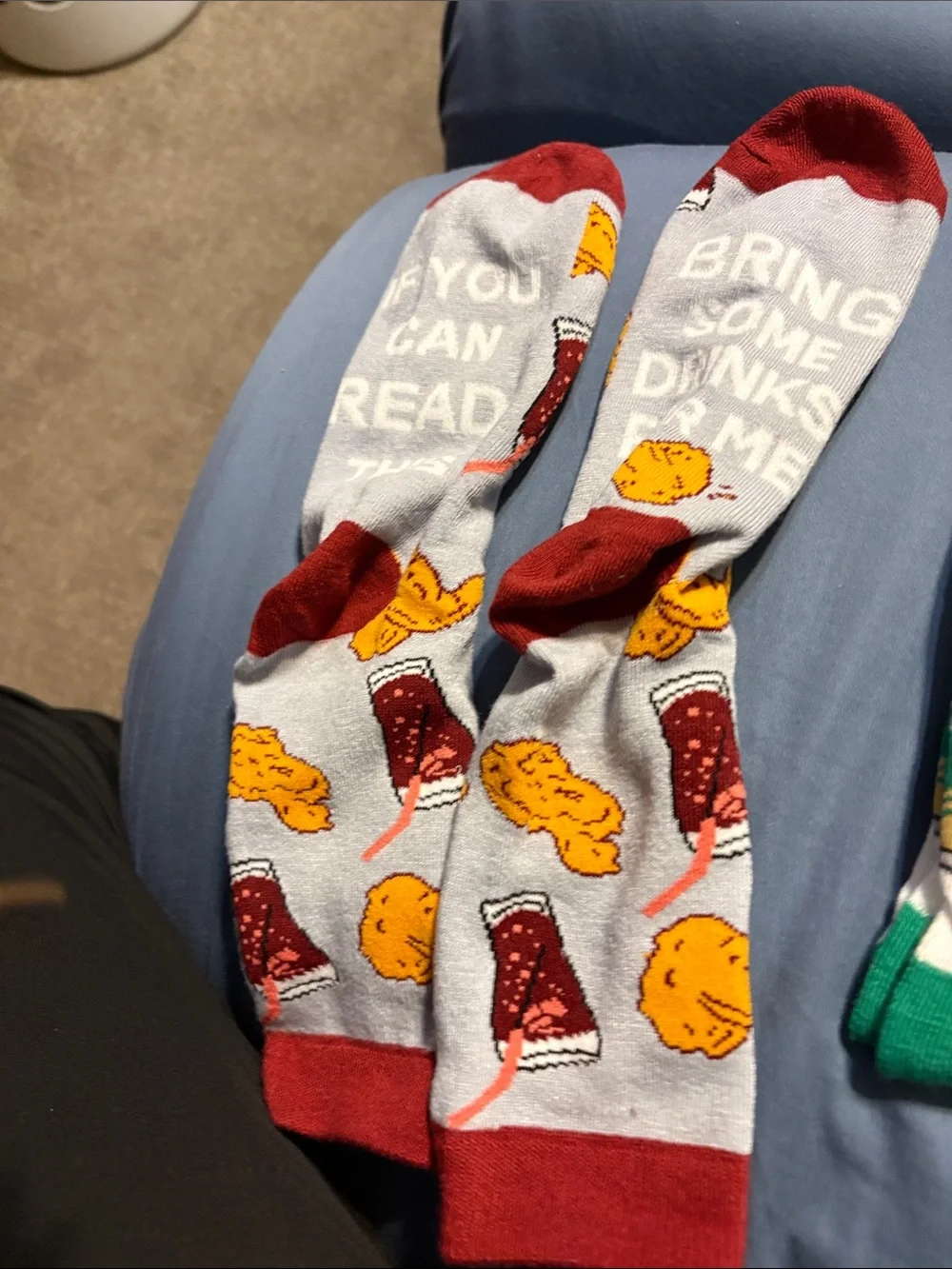 men’s socks Liquid Death and If you can read this bring some drinks for me socks